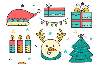 手绘风格圣诞节元素矢量素材(AI/EPS/PNG)