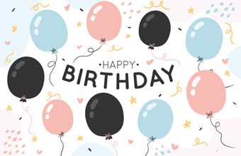可爱气球生日快乐背景矢量素材(AI/EPS)
